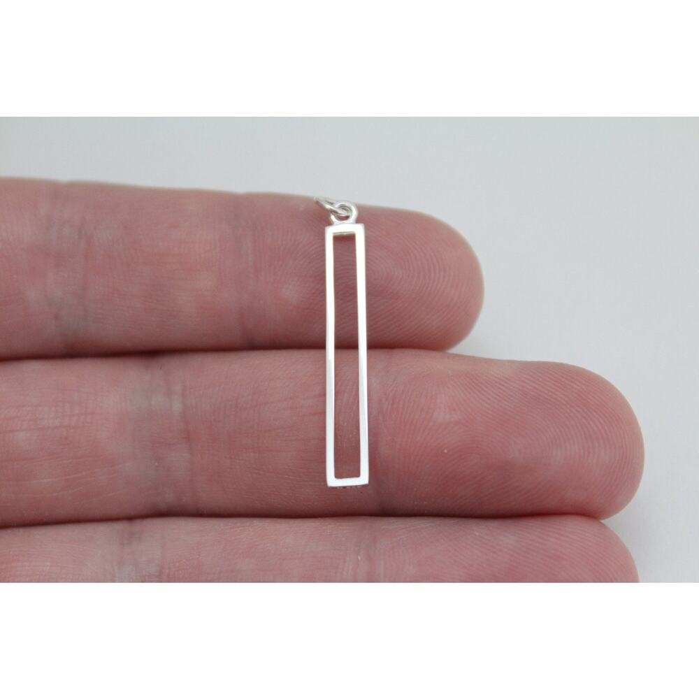 Sterling Silver Openwork Long Bar Charm , Silver Openwork Long Bar Charm